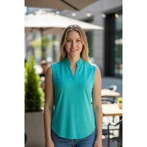 NEW Coral Bay Golf Polo Shirt Womens M Sleeveless UPF 50 Performance Collared